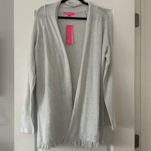 Lilly Pulitzer XL Tatum sequin cardigan silver metallic
